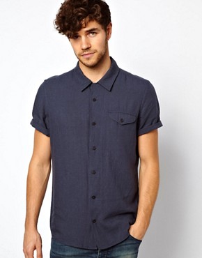 ASOS Shirt In Short Sleeve With Linen Mix 