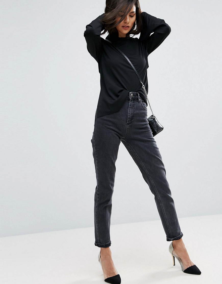 Image 1 of ASOS Farleigh High Waist Slim Mom Jeans In Washed Black