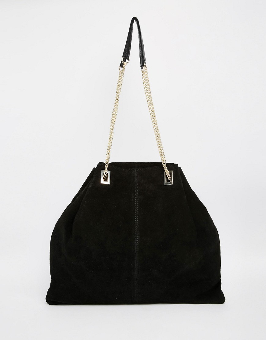River Island Suede Chain Detail Slouch Bag