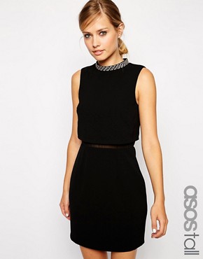 ASOS TALL Embellished Stand Collar Dress 