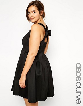 Image 1 of ASOS CURVE Skater Dress With Bow Back