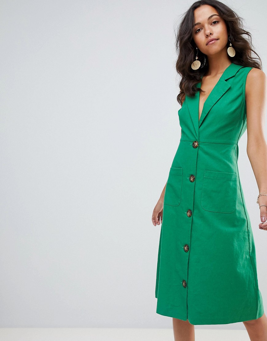 Imagen principal de producto de Vestido midi con botones color esmeralda de Moon River - Moon River