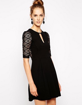 French Connection Valentine Dress with Lace Inserts 