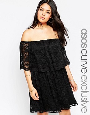 ASOS CURVE Cold Shoulder Dress In Gypsy Lace
