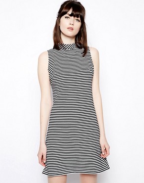 Image 1 of Pop Boutique Sleeveless Swing Dress in Stripe