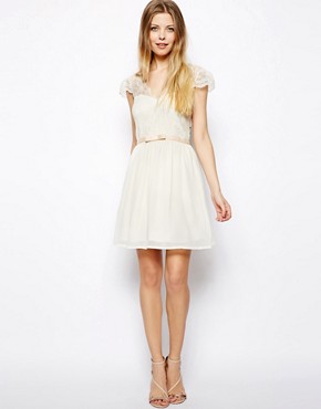 Image 4 of ASOS Skater Dress With Scalloped Wrap