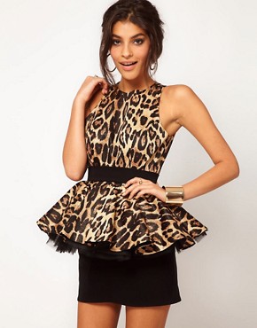 Image 1 of Miss Francesca Couture Leopard Peplum Tutu Dress