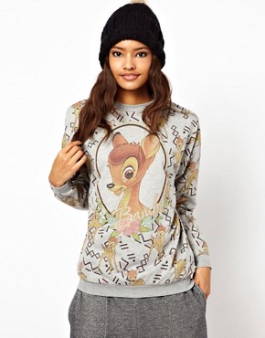 Image 1 of ASOS Sweatshirt with Bambi Print