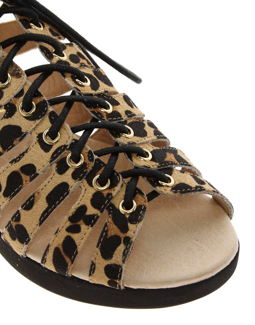 Image 2 of Ravel Leather Leopard Print Flat Sandal
