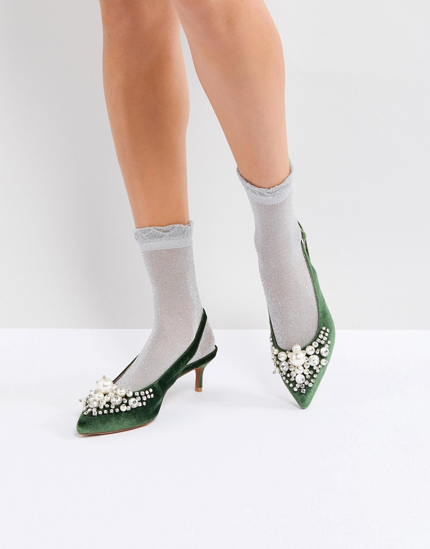 Туфли на каблуке с отделкой Essentiel Antwerp Pastis - Зеленый