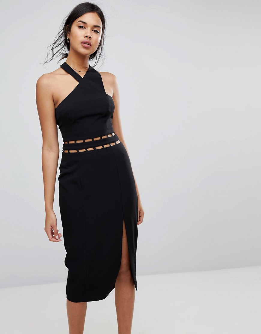 Платье миди с халтером и вырезами Finders Solar - Черный