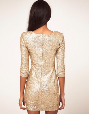Gold Sequin Dress on Tfnc   Tfnc Sequin Dress With Long Sleeves At Asos