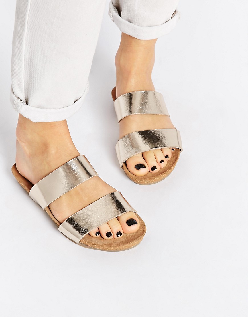 Image 1 of ASOS FENDALL Footbed Leather Sliders