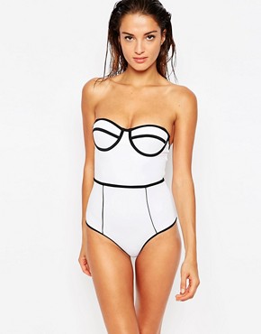 ASOS Contrast Cupped Bandeau Swimsuit
