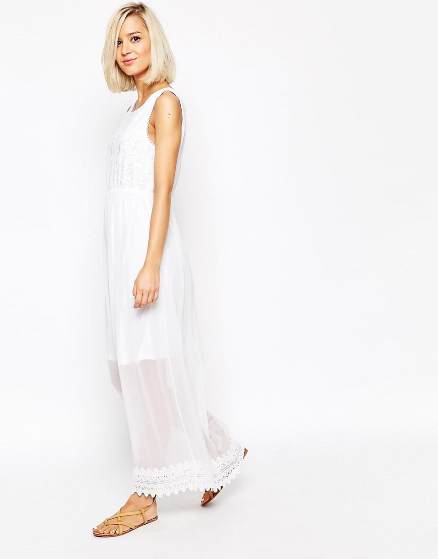 Vero Moda Boho Lace Detail Maxi Dress - White