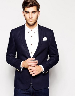 ASOS Slim Fit Blazer With Gold Buttons 