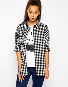 Image 1 of Pop Boutique Oversized Shirt in Mono Gingham