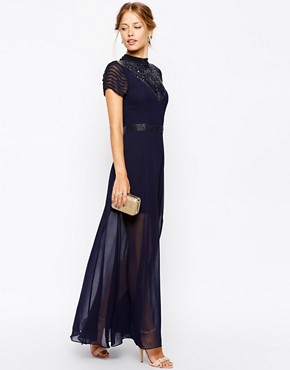 Image 4 of Frock and Frill Maxi Dress With Jeweled High Neck