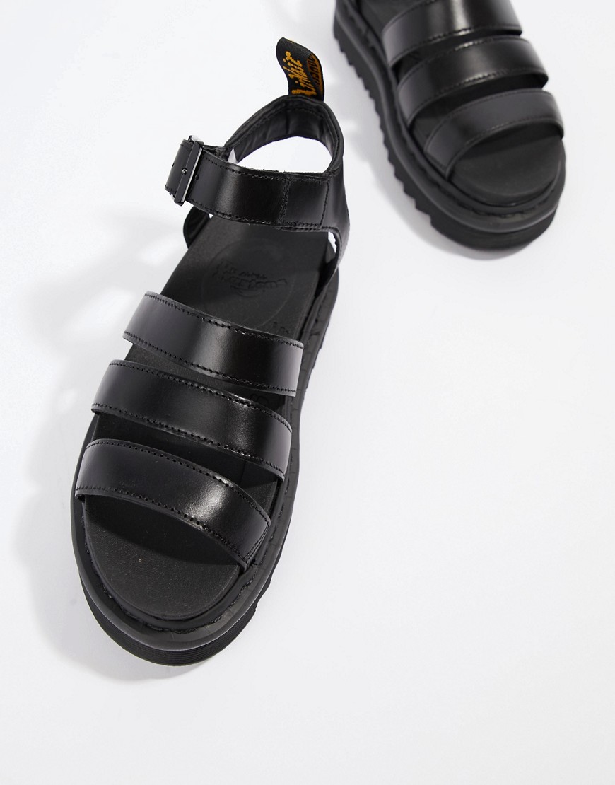 Imagen principal de producto de Sandalias planas negras con diseño de cuero a tiras Blaire de Dr Martens - Dr Martens