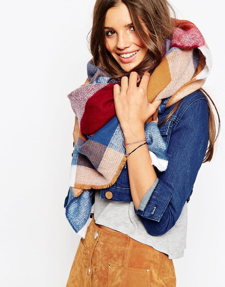 Image 1 of ASOS Oversized Square Scarf In 70s Check