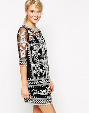 ASOS Premium Shift Dress with Contrast Embroidery