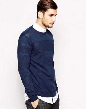 Jack  Jones Jumper With Side Button Neck In Textured Knit 