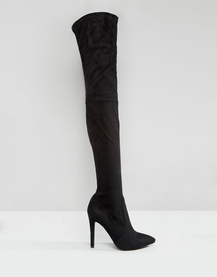 Image 2 of Public Desire Alexus Point Heeled Thigh High Boots