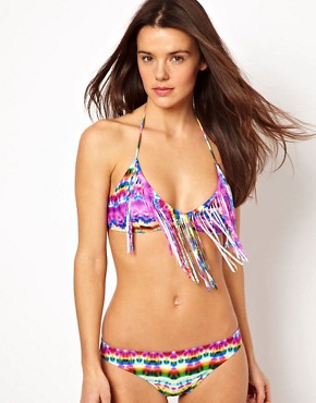 Imagen 4 de Top de bikini con flecos y estampado mexicano de ASOS