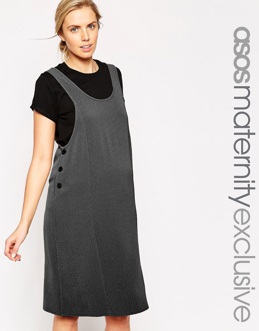 Asos Maternity Asos Maternity Pinafore Midi Dress In Texture At Asos 