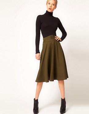 Image 1 of ASOS Midi Skirt With Waist Detail