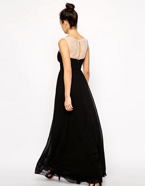 Image 2 of New Look Diamante Mesh Yoke Maxi Dress
