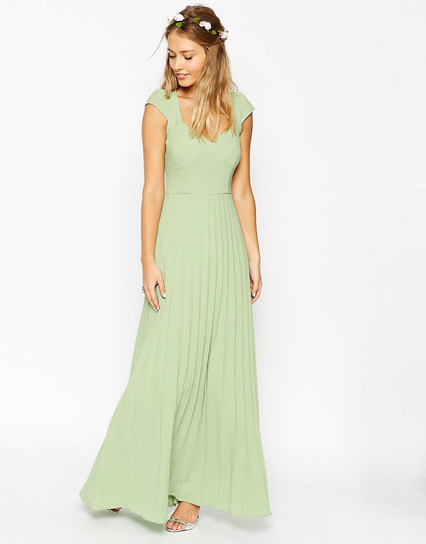 Image 1 of ASOS WEDDING Maxi Dress With Pleated Skirt And Sweetheart ...