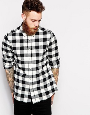 ASOS Shirt In Long Sleeve With Brushed Buffalo Check 