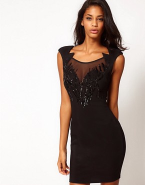 Image 1 of Lipsy Bodycon Dress With Flame Sequins