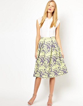 Image 1 of ASOS Midi Skirt in Abstract Jacquard