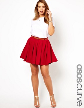 ASOS CURVE Exclusive Tailored Skater Skirt With Belt