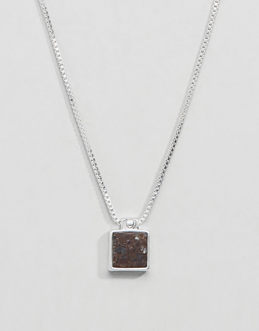 Посеребренное ожерелье с коричневым камнем Pilgrim - Серебряный