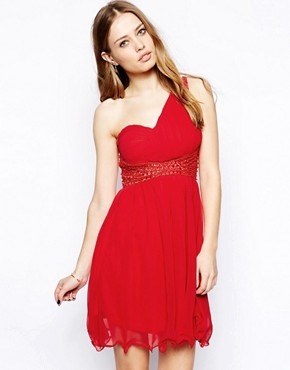 AX Paris One Strap Embellished Dress (red)
