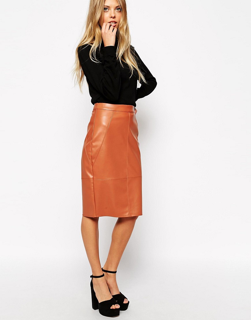 ASOS | ASOS Pencil Skirt in Leather Look at ASOS