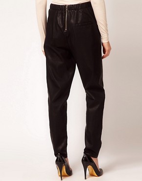 Image 2 of ASOS Track Pants in Leather Look