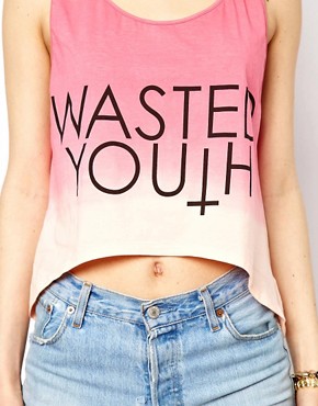 Image 3 of Reverse Wasted Youth Vest Top In Dip Dye