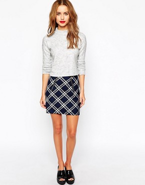 New Look Quilted Check Print Mini Skirt 