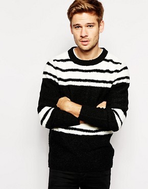 Selected Wool Mix Textured Stripe Jumper 