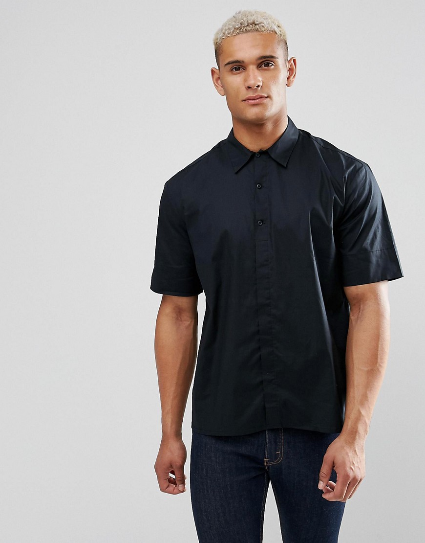 Oversize-рубашка с короткими рукавами ADPT - Черный
