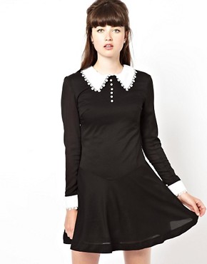 Image 1 of Pop Boutique Swing Dress with Lace Collar and Cuff