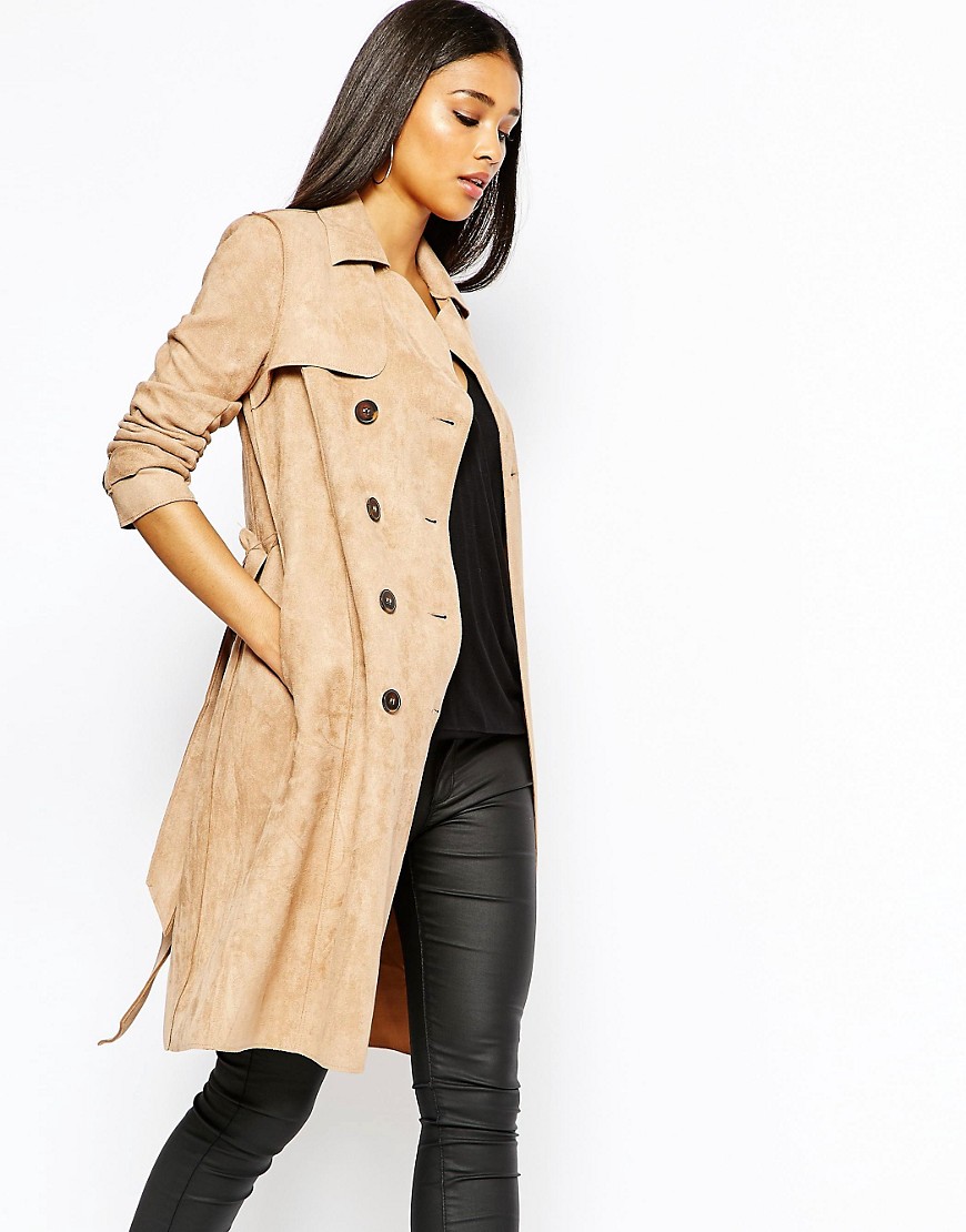 Image 1 of Lipsy Suedette Mac Coat With Belt