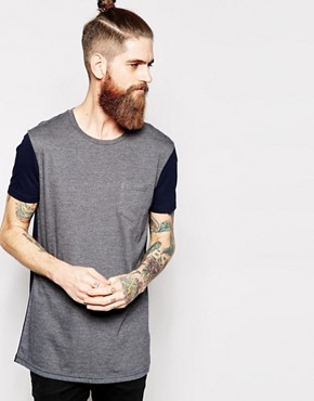 ASOS Longline TShirt With Contrast Panels And Relaxed Skater Fit 