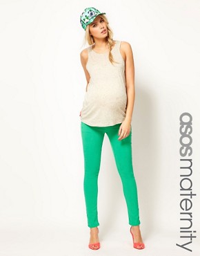 Image 1 of ASOS Maternity Skinny Jean In Washed Green
