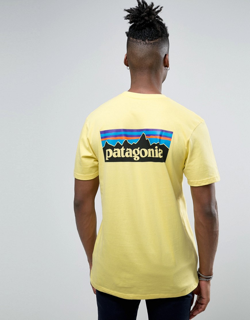 Желтая футболка классического кроя с логотипом на спине Patagonia P-6