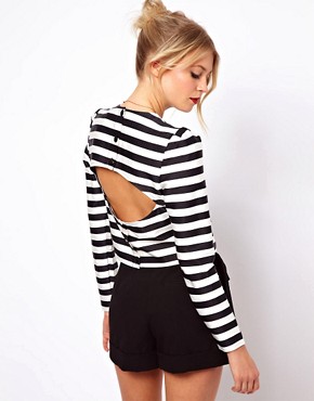 Image 1 of ASOS Top with Open Back in Stripe Print